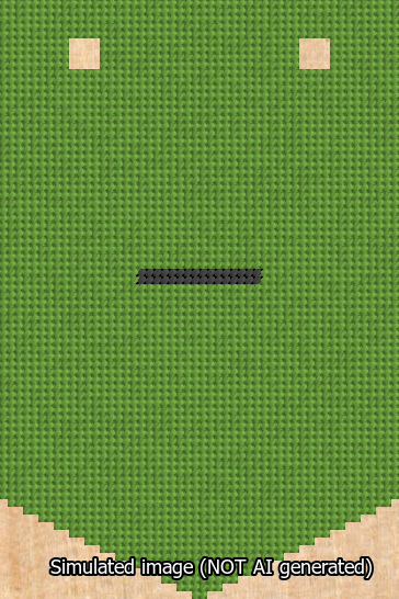 A simulated image of the stitched needlepoint design: Banner 13m Pointed Dash Black on Light Green. Not A.I. generated.