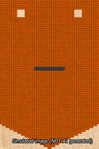 A simulated image of the stitched needlepoint design: Banner 13m Pointed Dash Black on Orange. Not A.I. generated.