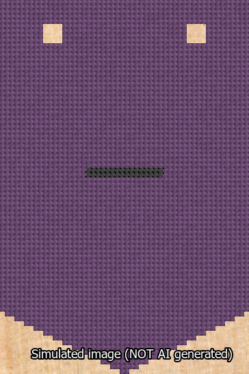 A simulated image of the stitched needlepoint design: Banner 13m Pointed Dash Black on Purple. Not A.I. generated.
