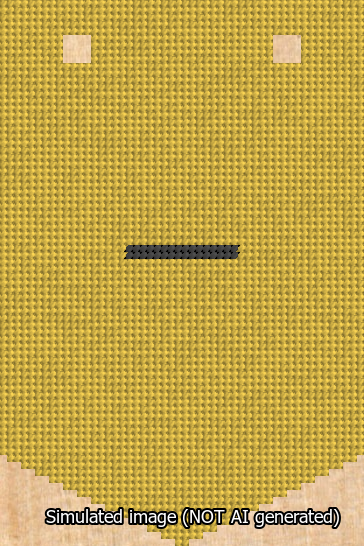 A simulated image of the stitched needlepoint design: Banner 13m Pointed Dash Black on Yellow. Not A.I. generated.