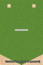 A simulated image of the stitched needlepoint design: Banner 13m Pointed Dash White on Light Green. Not A.I. generated.