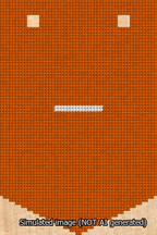 A simulated image of the stitched needlepoint design: Banner 13m Pointed Dash White on Orange. Not A.I. generated.