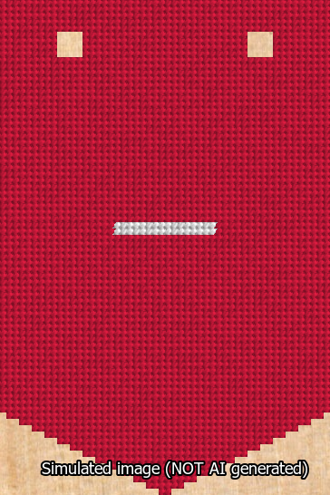A simulated image of the stitched needlepoint design: Banner 13m Pointed Dash White on Red. Not A.I. generated.