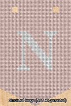 A simulated image of the stitched needlepoint design: Banner 13m Pointed N White on Pink. Not A.I. generated.