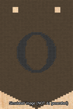 A simulated image of the stitched needlepoint design: Banner 13m Pointed O Black on Brown. Not A.I. generated.