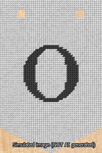 A simulated image of the stitched needlepoint design: Banner 13m Pointed O Black on White. Not A.I. generated.