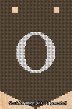 A simulated image of the stitched needlepoint design: Banner 13m Pointed O White on Brown. Not A.I. generated.