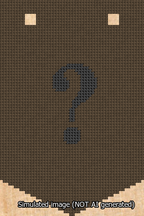 A simulated image of the stitched needlepoint design: Banner 13m Pointed Question Black on Brown. Not A.I. generated.