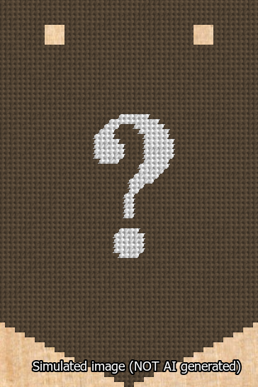 A simulated image of the stitched needlepoint design: Banner 13m Pointed Question White on Brown. Not A.I. generated.
