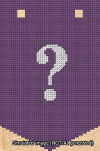 A simulated image of the stitched needlepoint design: Banner 13m Pointed Question White on Purple. Not A.I. generated.