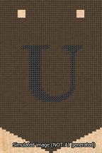 A simulated image of the stitched needlepoint design: Banner 13m Pointed U Black on Brown. Not A.I. generated.