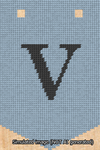 A simulated image of the stitched needlepoint design: Banner 13m Pointed V Black on Light Blue. Not A.I. generated.