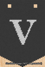 A simulated image of the stitched needlepoint design: Banner 13m Pointed V White on Black. Not A.I. generated.