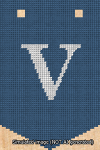 A simulated image of the stitched needlepoint design: Banner 13m Pointed V White on Blue. Not A.I. generated.