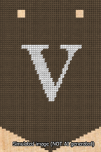 A simulated image of the stitched needlepoint design: Banner 13m Pointed V White on Brown. Not A.I. generated.