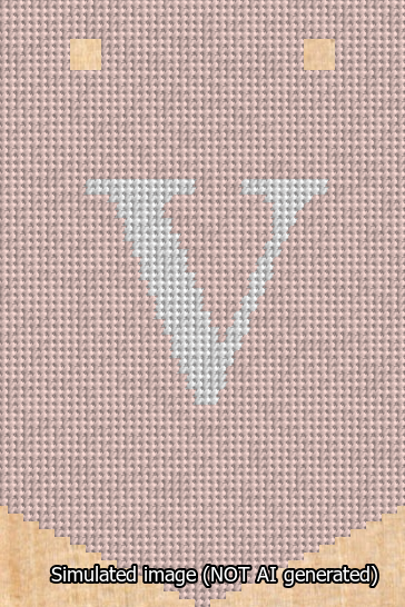 A simulated image of the stitched needlepoint design: Banner 13m Pointed V White on Pink. Not A.I. generated.