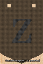 A simulated image of the stitched needlepoint design: Banner 13m Pointed Z Black on Brown. Not A.I. generated.