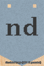 A simulated image of the stitched needlepoint design: Banner 13m Pointed nd Black on Light Blue. Not A.I. generated.