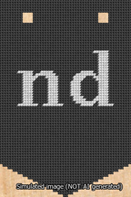 A simulated image of the stitched needlepoint design: Banner 13m Pointed nd White on Black. Not A.I. generated.