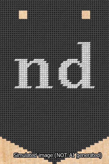 A simulated image of the stitched needlepoint design: Banner 13m Pointed nd White on Black. Not A.I. generated.