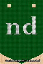 A simulated image of the stitched needlepoint design: Banner 13m Pointed nd White on Green. Not A.I. generated.