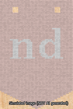 A simulated image of the stitched needlepoint design: Banner 13m Pointed nd White on Pink. Not A.I. generated.