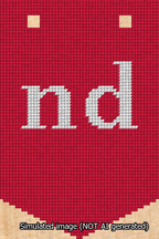 A simulated image of the stitched needlepoint design: Banner 13m Pointed nd White on Red. Not A.I. generated.