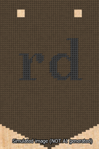 A simulated image of the stitched needlepoint design: Banner 13m Pointed rd Black on Brown. Not A.I. generated.