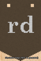 A simulated image of the stitched needlepoint design: Banner 13m Pointed rd White on Brown. Not A.I. generated.