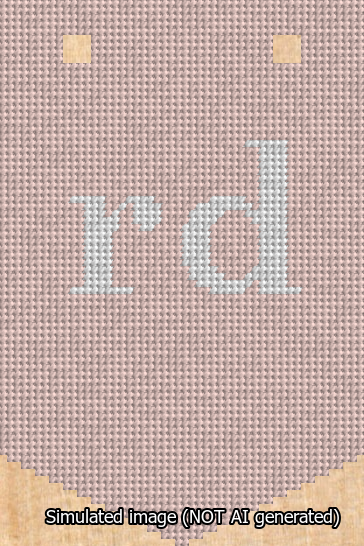 A simulated image of the stitched needlepoint design: Banner 13m Pointed rd White on Pink. Not A.I. generated.
