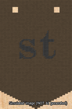 A simulated image of the stitched needlepoint design: Banner 13m Pointed st Black on Brown. Not A.I. generated.