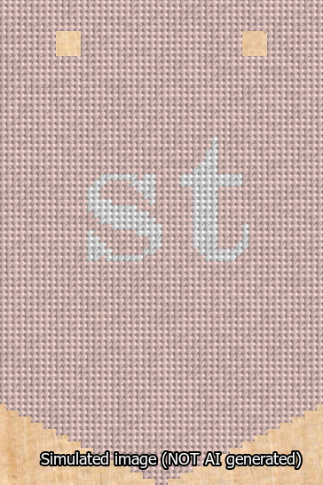 A simulated image of the stitched needlepoint design: Banner 13m Pointed st White on Pink. Not A.I. generated.