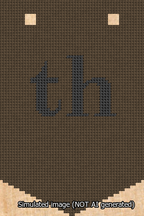 A simulated image of the stitched needlepoint design: Banner 13m Pointed th Black on Brown. Not A.I. generated.