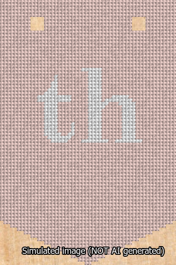 A simulated image of the stitched needlepoint design: Banner 13m Pointed th White on Pink. Not A.I. generated.