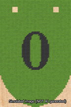 A simulated image of the stitched needlepoint design: Banner 13m Rounded 0 Black on Light Green. Not A.I. generated.