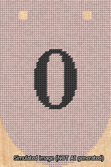 A simulated image of the stitched needlepoint design: Banner 13m Rounded 0 Black on Pink. Not A.I. generated.