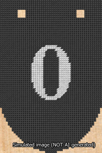 A simulated image of the stitched needlepoint design: Banner 13m Rounded 0 White on Black. Not A.I. generated.