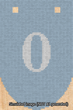 A simulated image of the stitched needlepoint design: Banner 13m Rounded 0 White on Light Blue. Not A.I. generated.