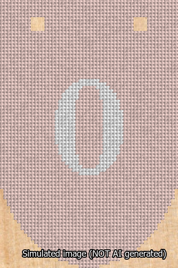A simulated image of the stitched needlepoint design: Banner 13m Rounded 0 White on Pink. Not A.I. generated.