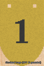 A simulated image of the stitched needlepoint design: Banner 13m Rounded 1 Black on Yellow. Not A.I. generated.