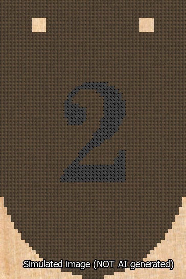 A simulated image of the stitched needlepoint design: Banner 13m Rounded 2 Black on Brown. Not A.I. generated.