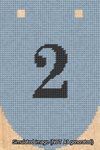 A simulated image of the stitched needlepoint design: Banner 13m Rounded 2 Black on Light Blue. Not A.I. generated.