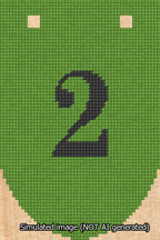 A simulated image of the stitched needlepoint design: Banner 13m Rounded 2 Black on Light Green. Not A.I. generated.