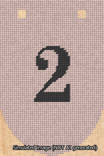 A simulated image of the stitched needlepoint design: Banner 13m Rounded 2 Black on Pink. Not A.I. generated.