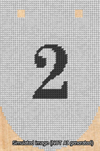 A simulated image of the stitched needlepoint design: Banner 13m Rounded 2 Black on White. Not A.I. generated.
