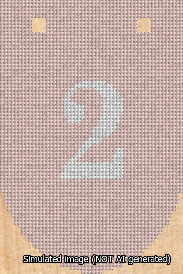 A simulated image of the stitched needlepoint design: Banner 13m Rounded 2 White on Pink. Not A.I. generated.