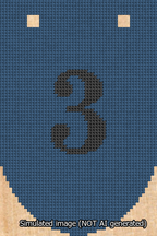 A simulated image of the stitched needlepoint design: Banner 13m Rounded 3 Black on Blue. Not A.I. generated.
