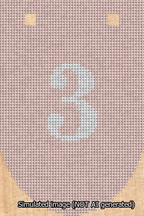 A simulated image of the stitched needlepoint design: Banner 13m Rounded 3 White on Pink. Not A.I. generated.