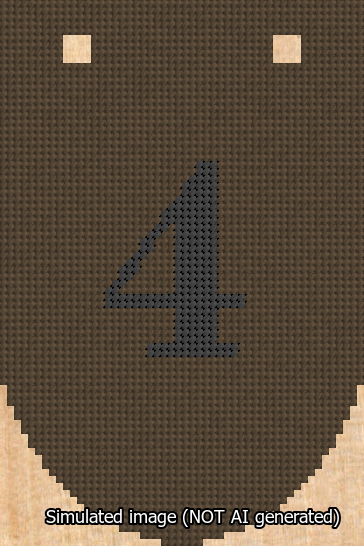 A simulated image of the stitched needlepoint design: Banner 13m Rounded 4 Black on Brown. Not A.I. generated.