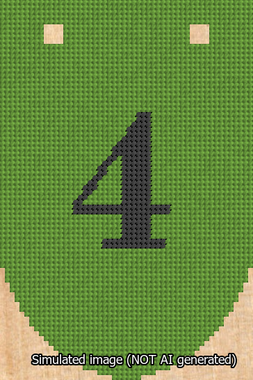 A simulated image of the stitched needlepoint design: Banner 13m Rounded 4 Black on Light Green. Not A.I. generated.